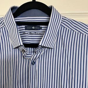 Stone Rose Black Rivet Collection Silver & Blue Striped Shirt, Size 6